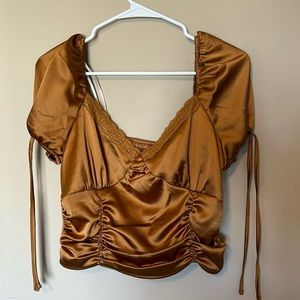 Satin Brown Sweatheart Top